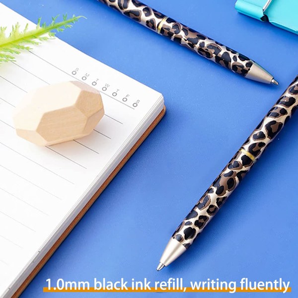 Diamantpen, 10 stk. Leopard Crystal Diamond Penne Bulk, 1,0 mm Medium Point Sort Blæk Kuglepen, Metal Twist Søde Penne