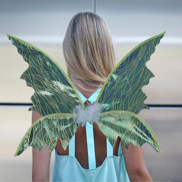Fevingar, Barn Vuxna Lysande Fevingar Klä Ut Fjärilsvingar Änglavingar Glitter Kostymer Cosplay för Födelsedagsfest Högtid Green