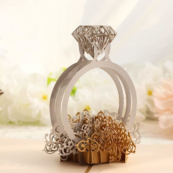 Ring Pop Up-kort, Valentinsdagskort, 3D Pop-up-lykønskningskort til tak, god bedring, fødselsdag til hende, mor, bedstemor, kone, kæreste