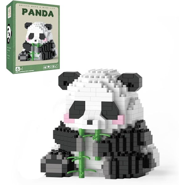 Mini Byggklossar - Vinkande Panda, Festpresenter - Mikro Klossar Pandaleksak för Barn 6 7 8 9 10+, Mini Klossar Byggset (538 st), Panda B-5