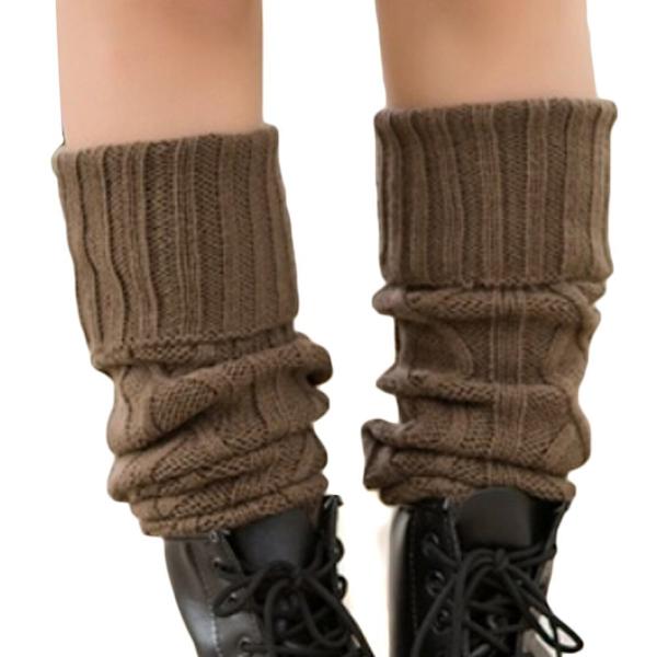 Kvinner Damer Vinter Varme Lange Heklede Benvarmere Strikkede Strikkesokker Leggings Støvletrekk Kaffe Khaki