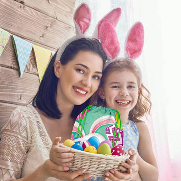 Snørebånd Påske Gaveposer, Goodie Candy Bags Bunny Snørebånd Gavepose | Påske Goodie Candy Bags, DIY Craft Smykker Stofpose