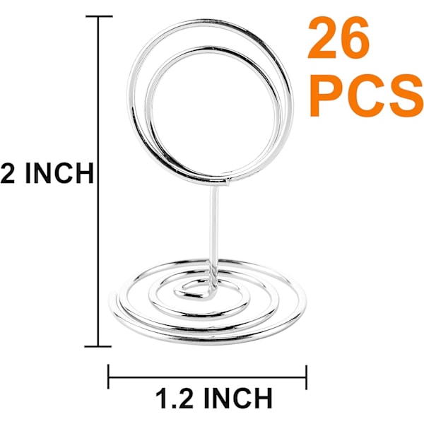 26 kpl pöytänumerokortinpidikettä, paikkakortinpidikettä, lankakuvankannattimia, pieniä pöytäkortinpidikkeitä, valokuvakehyksiä (hopea)