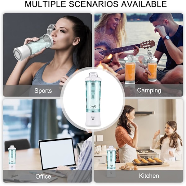 Bärbar mixer för shakes och smoothies, minismoothie-mixer, mixning och pulsläge (svart) Black