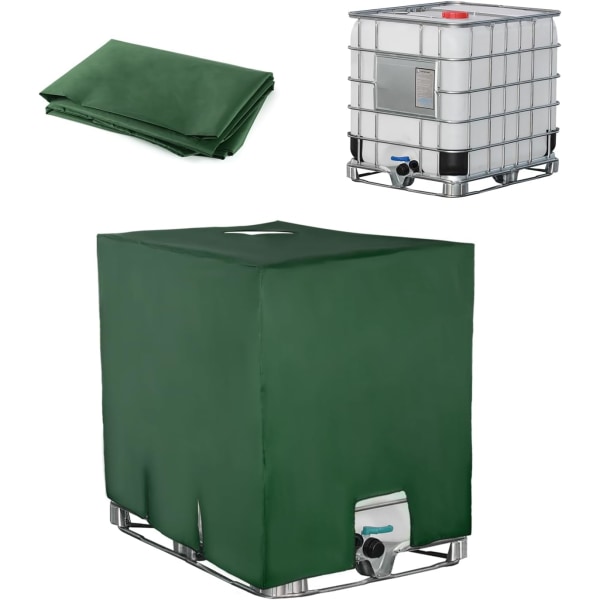 Överdrag för 1000L IBC-tank, vattentanksskydd, regnvattensamlare, 116 x 100 x 120 cm, grön