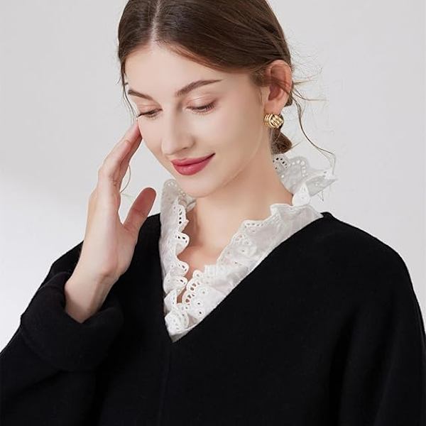 Falsk Krage Avtakbar Dickey Krage Bluse Halv Skjorte Blonder Falske Krager for Kvinner Jenter