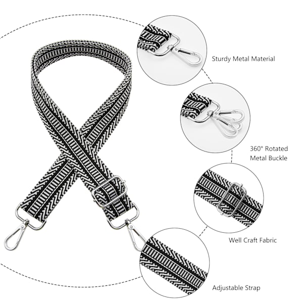 Bred axelrem, justerbar ersättningsbälte gitarr stil crossbody handväska axelrem 1