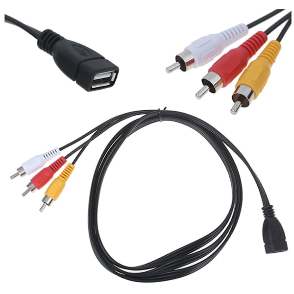 1 st 5 fot/1,5 m USB 2.0 hona till 3 RCA hane Video A/V Praktisk för videokameraadapter Lämplig för AV-utrustning