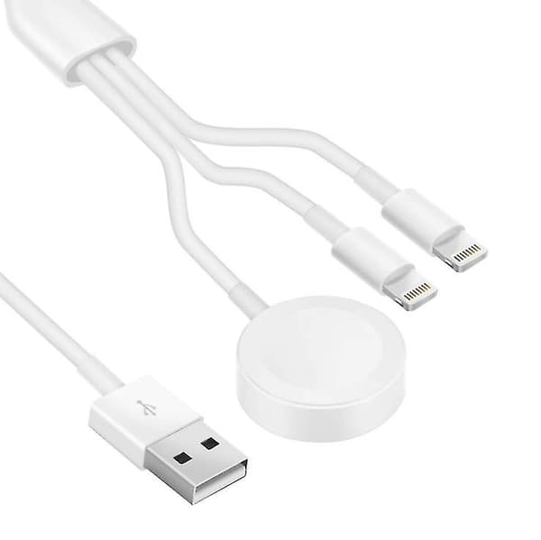 3-i-1 Kabel til iPhone Airpods Apple Watch Oplader USB Trådløs Ladestation
