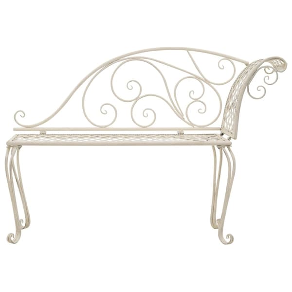 vidaXL Trädgårdsbänk schäslong 128 cm metall antikvit white Vit