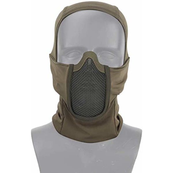 Andningsbar Airsoft-mask för hela ansiktet, vindtät motorcykelcykelhuva, nackvärmare