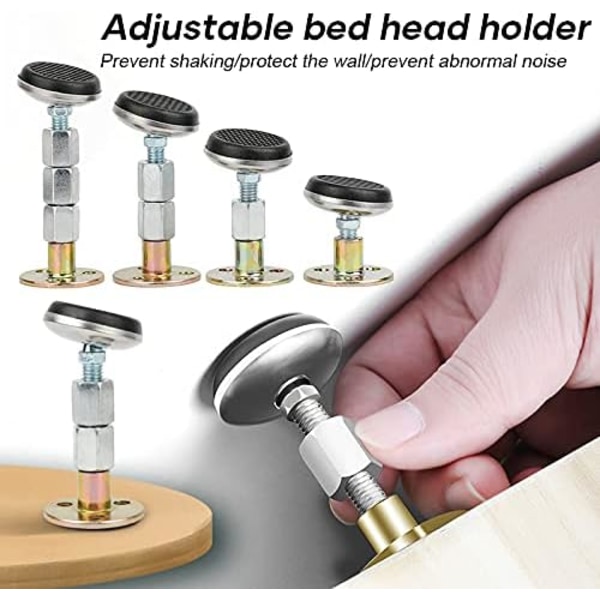 4 stk. seng ramme anti-shake verktøy seng side plugger justerbar gjengbar fikser roterende roterende hode for seng møbler hjem skap veggmontering (65-92mm)