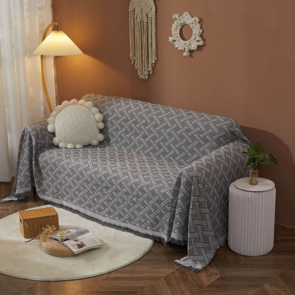 Sofatæppe vendbart alsidigt sofatæppe kæletæppe sengetæppe til sofa, lænestol og enkeltseng - 180 x 230 cm white+grey 180*230cm