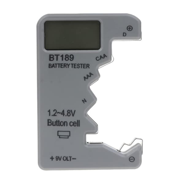 Batteritest, Universal Batterichecker Lille Batteritest til C, , AAA, D, N, 9V, 6F22 Batteri 1.5V 3V Knapcelsbatteri, Grå