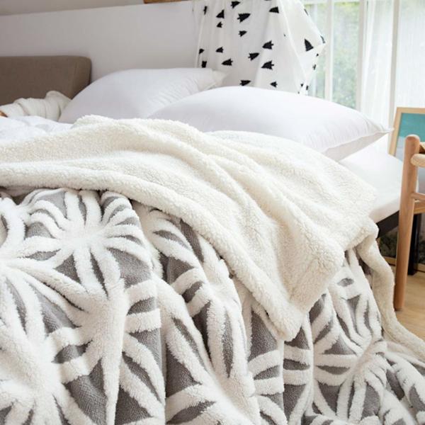 Blødt tæppe til sofaen - Varmt Sherpa-flannel tæppe til sofaen, tykt tæppe til sofaen, fluffy tæppe til sofaen grey 130*160cm