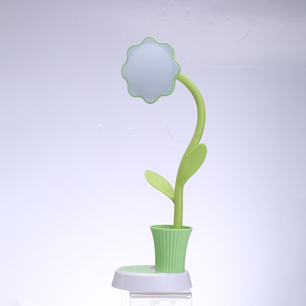 Barnebordlampe, LED-bordlampe, berøringssensor dimbar nattbordslampe, øyeleselampe med pennholder (grønn) Green