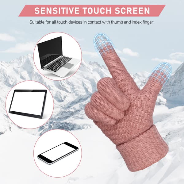 Dame Vinter Varme Touchscreen Handsker, Termisk Strikkede Bløde Fleeceforet Handsker Vinter SMS Handsker Elastisk Manchet Anti-Slip Handsker Pink