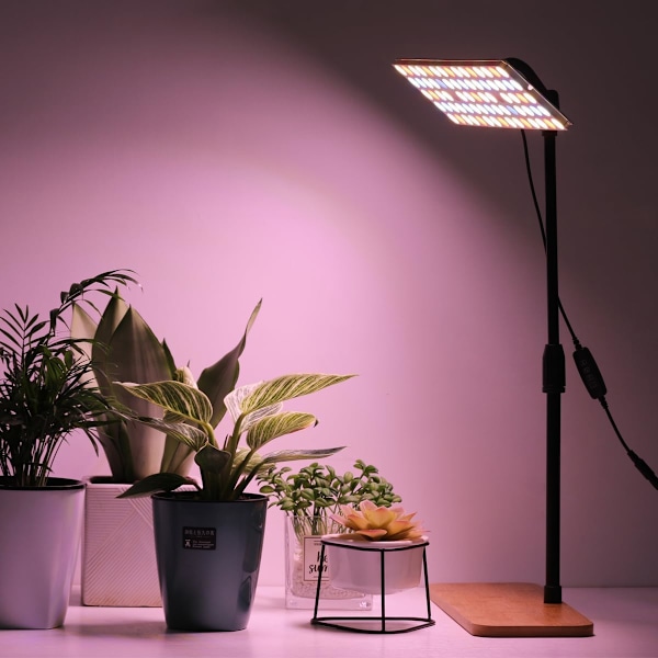 Fullspektrum LED Vekstlys med Stativ, Høydejusterbart Innendørs Plantelys, Gulvlampe med 3T/9T/12T Timer, 3 Moduser og 10 Dimmenivåer
