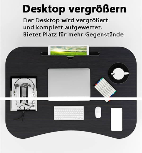 Bærbar PC-bord, bærbar PC-sengbord, sammenleggbart, skuff, blokkstativer, for seng, sofa, gulv brown