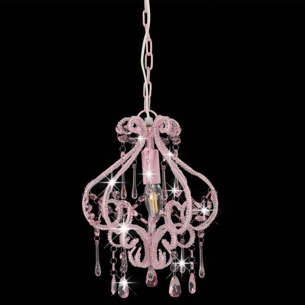 vidaXL Loftlampe med perler sølv rund E14 pink Rosa