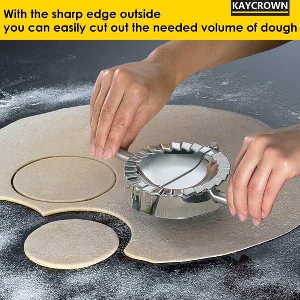Bedste redskaber i rustfrit stål  Tryk Ravioli-form  Dumpling Maker Wrapper Pastry Dough Cutter Køkken tilbehør（12cm） 12cm