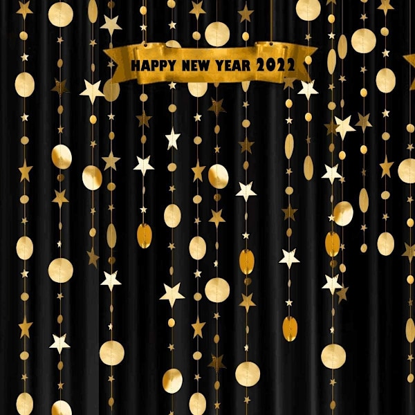 4 stk. Guld Twinkle Little Star Party Kit Metallic Matt Gross Garland Bunting Banner Dekoration til Jul Fødselsdag Bryllup Børneværelse