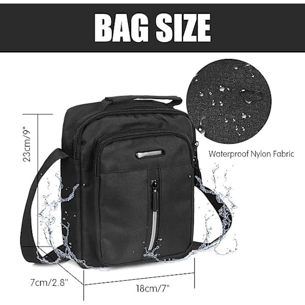 Skuldertasker til mænd, Crossbody-tasker Små kurertasker til mænd, Herretasker Business-tasker Casual-tasker Rejsetelefon-tasker til arbejde Vandreture（Sort） Black
