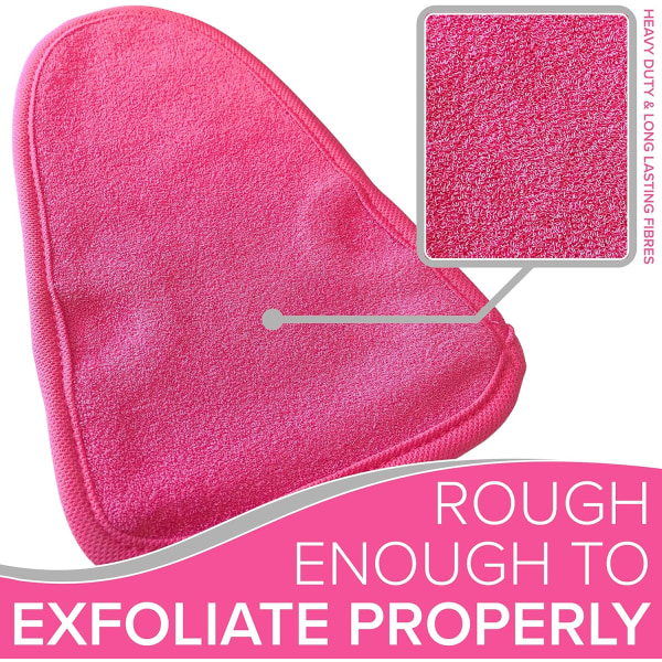 Exfoliating Mitt Deep Pore Cleansing Exfoliating Glove (Rosa, Large) - Natural Plant Fiber Shower Handskar för kvinnor och män