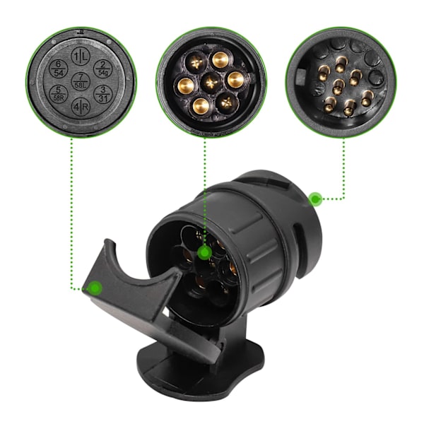 13-pin til 7-pin adapter for tilhenger 13-pin sokkel for bil tilhenger-traktor-campingvogn-sykkelstativ