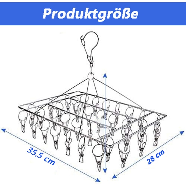 1 kpl ruostumattomasta teräksestä valmistettu sukkien kuivausteline, pyörivä koukku, tuulenpitävä, ripustin sukille, alusvaatteille, rintaliiveille, vauvanvaatteille, käsineille