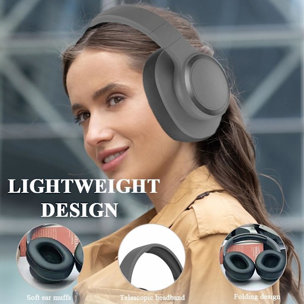 Trådløse Bluetooth Hovedtelefoner, Støjreducerende Hovedtelefoner med Mikrofon, Sammenfoldelige Over-Ear Hovedtelefoner, Kablede Hovedtelefoner til Musik, PC, Fitnesscenter, TV