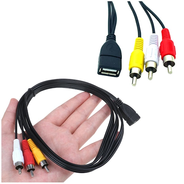 1 st 5 fot/1,5 m USB 2.0 hona till 3 RCA hane Video A/V Praktisk för videokameraadapter Lämplig för AV-utrustning