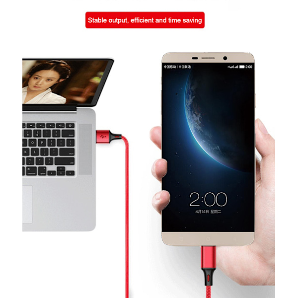 USB Type C -pikalatauskaapeli, yhteensopiva Samsungin, Xiaomin ja Huawein älypuhelimien elektroniikkatarvikkeiden kanssa