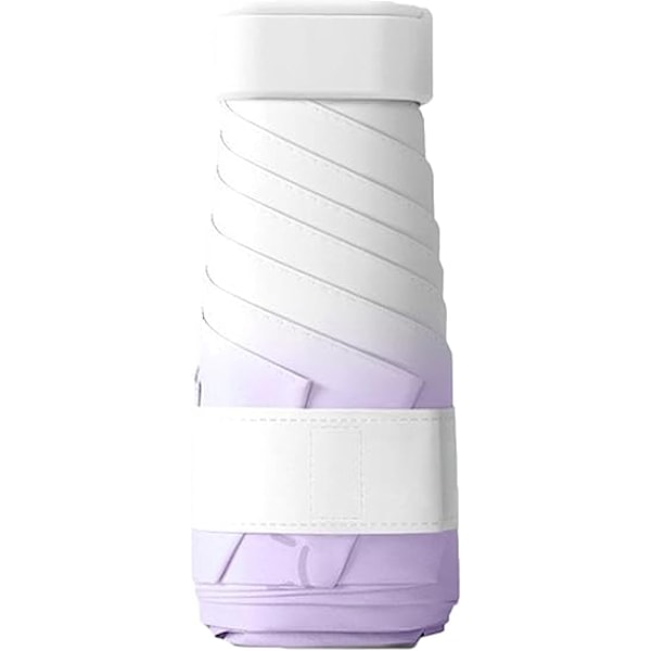 Mini reseparaply för handväska, litet kompakt UV-paraplyskydd sol, lätt bärbart parasoll paraply vindtätt, gradient lila