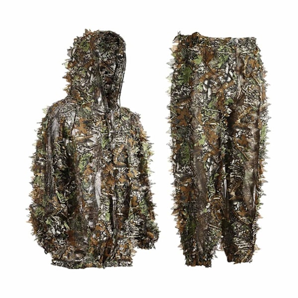 Camouflage Ghillie Suit Blade, Camouflage Jagt Outfit, Camouflage Mænd/Kvinder Jagtbukser og Jakke Skov Kit (L)