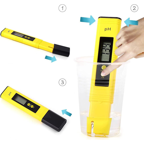 0,01-14,00 pH Høj Præcision pH Tester, ph Sonde 4 i 1 pH Tester til Vand TDS Meter Digital Vandkvalitetstester, Gul