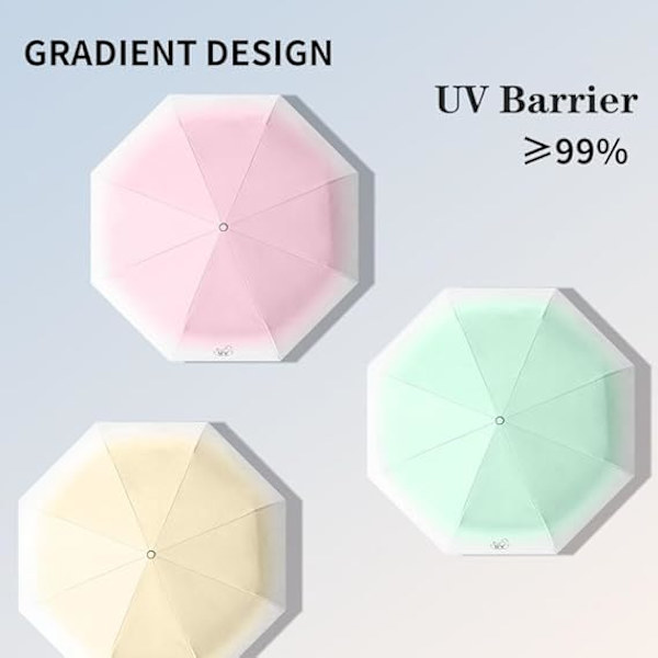 Mini rejse solparaply til håndtaske, lille kompakt UV-paraplybeskyttelse sol, letvægts bærbar parasollyvindtæt, gradient beige