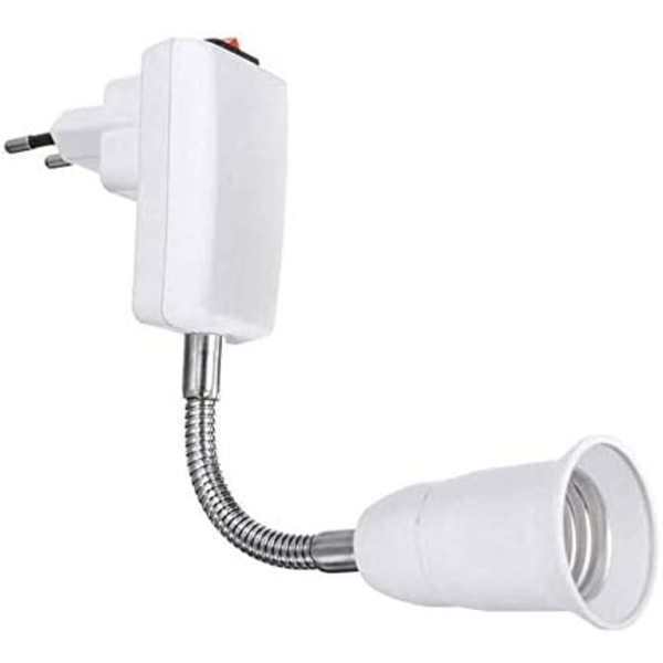E27-sockel med trådlös strömbrytare, vit bas för E27-lampa, flexibel med arm, snabbsockel för läslampa-utan lampa
