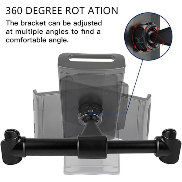 Universal bilseteholder - 360 graders rotasjon - For alle 4,7-12,9 tommers nettbrett - Pad Pro 9,7-10,5 tommer - iPad Air Mini