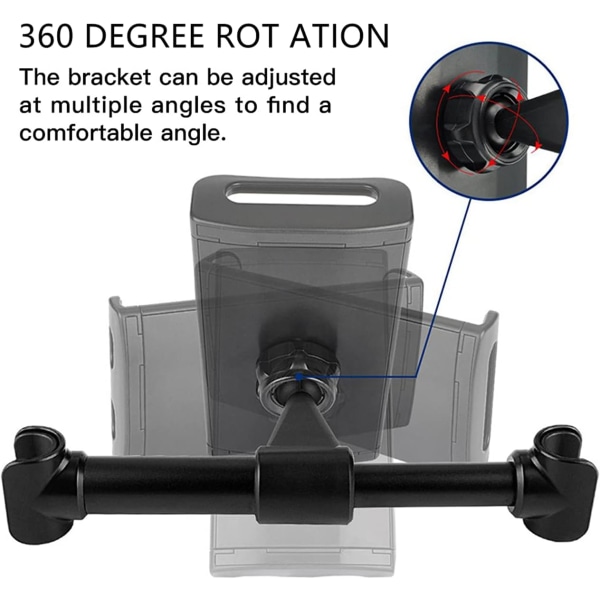 Universell bilhuvudstödsfäste - 360 graders rotation - För alla 4,7-12,9 tums surfplattor - Pad Pro 9,7-10,5 tum - iPad Air Mini