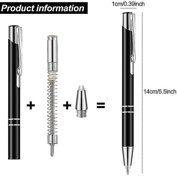 4 stk. lysende spidspenne metal kuglepen med lys LED-belyst pen sort ind