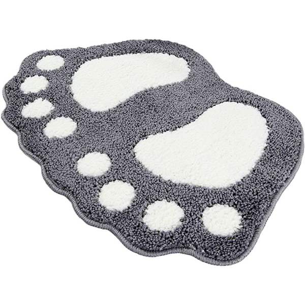 Kylpyhuoneen matto - Söpö tassu jalka WC amme suihku liukumaton matto vedenimevä nopeasti kuivuva pestävä kestävä matto - 40cm x 60cm (Harmaa) Gray