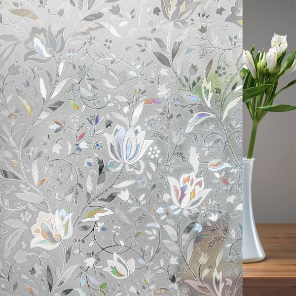 Ikkunakalvo itseliimautuva läpinäkymätön yksityisyyskalvo 3D ikkunakalvo koristekalvo staattinen liimaamaton UV-suoja tulppaani 120 x 100 cm 120 x 100 cm