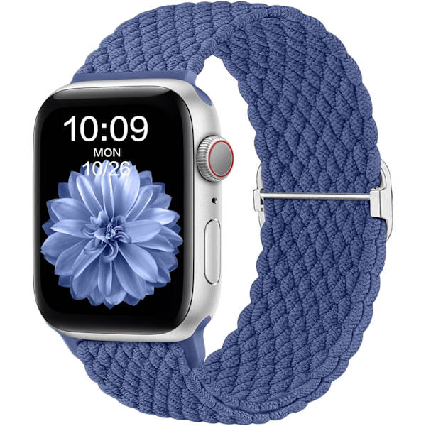 Flätat Solo Loop-armband 38 mm 40 mm 41 mm, stretchiga armband elastiskt sportband för Apple Watch SE/iWatch Series 9 8 7 6 5 4 3 2 1, blå Blue