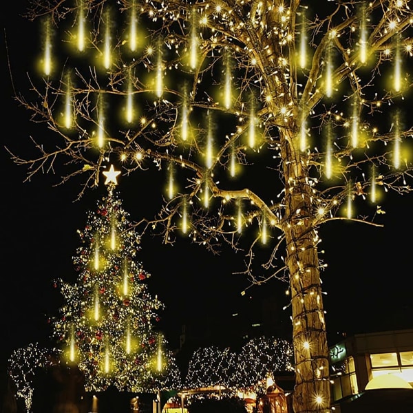 Joulukoristeet ulkokäyttöön, Meteorisuihkuvalot LED 8 Putkea Jääpuikko jouluvalot Xmas Tree Home Party Holiday Garden, lämmin valkoinen Warm White