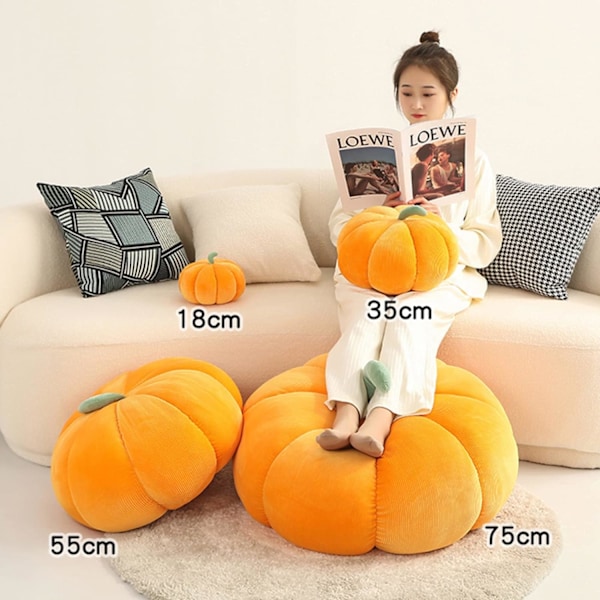 Myk plysj gresskarleke, plysjfyllt dekorasjon orange 18cm