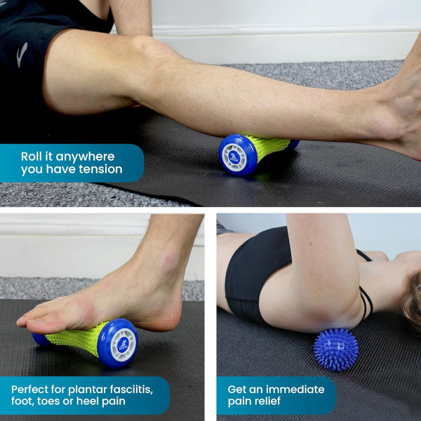 Fotmassasjerulle og hardt piggete ballsett - Designet for å lindre stress og slappe av stramme muskler