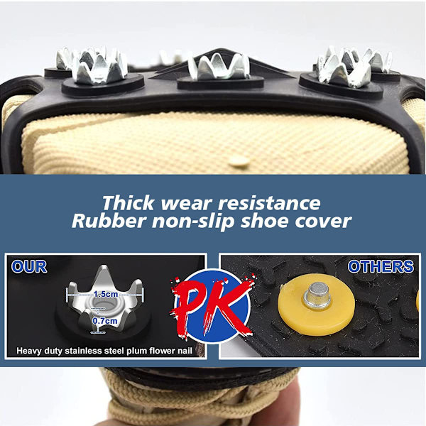 Crampons Ice Cleats for Shoes Boots Anti Slip Ice Grips Traction Cleats Grippers med 11 Stål Pigger for Vinter Gåing Klatring Fotturer Isfiske L L