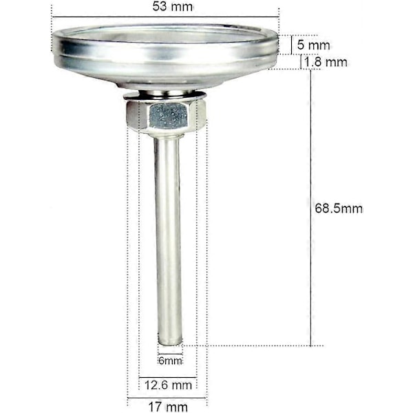 BBQ Röktermometer Kolgrilltermometer med Temperaturmätare 53mm