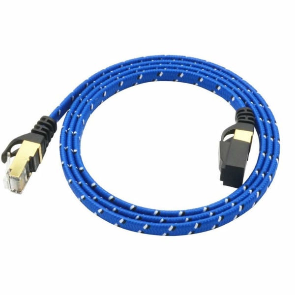 Kategori 7 ultraflat Ethernet-patchkabel med skjermede gullbelagte RJ45-kontakter og flettet nylonkappe for modem, ruter, LAN-nettverk 3 m